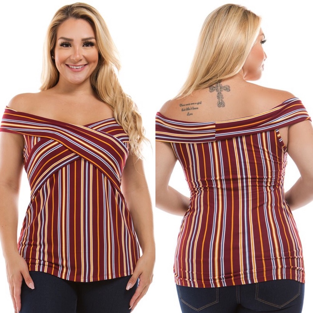 Striped Sweetheart Wrap Top